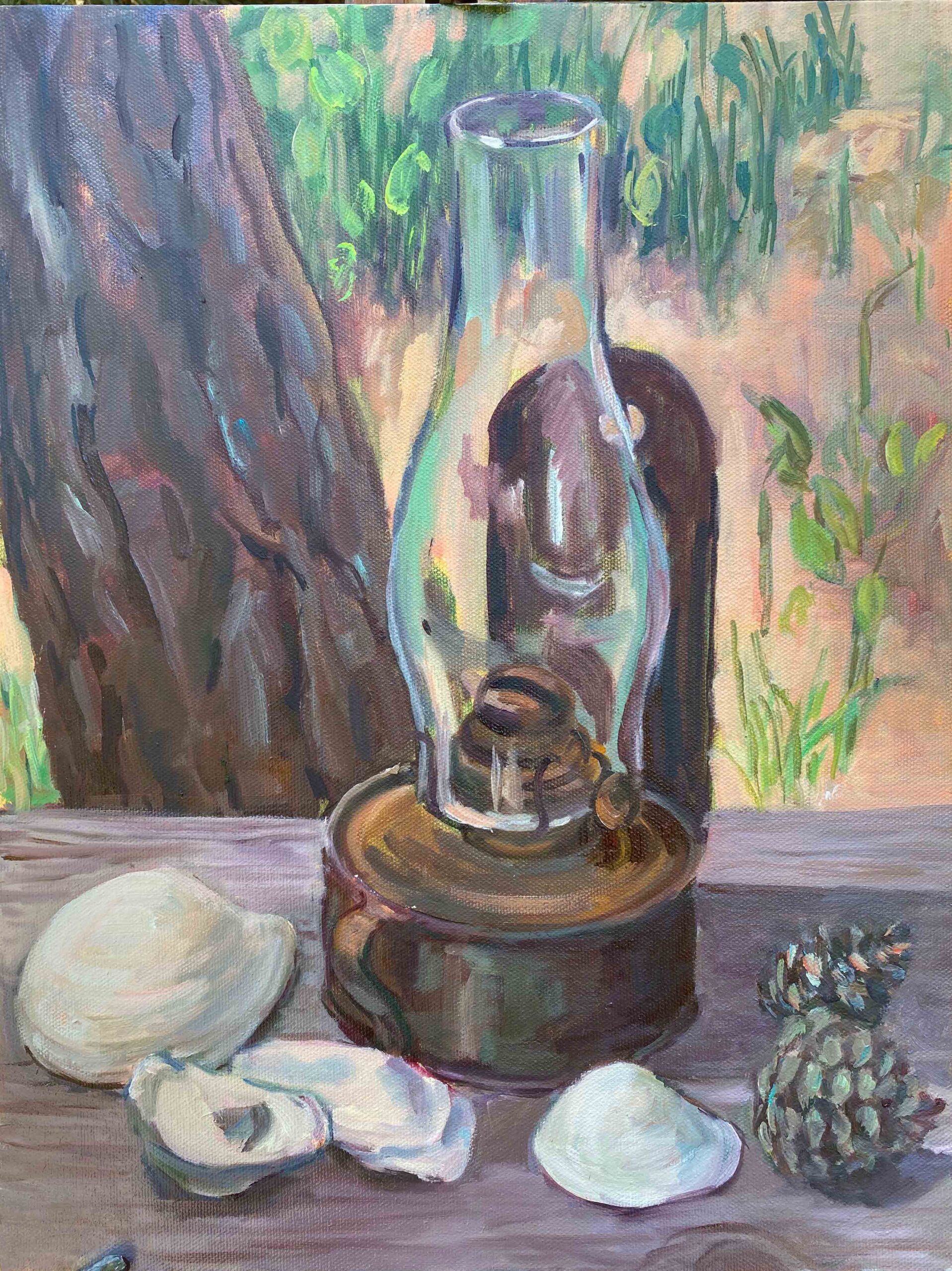 Kerosene Lamp, oil on canvas, 16